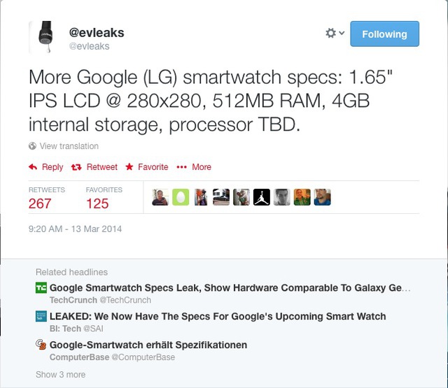 Lộ diện nhiều thông tin về chiếc đồng hồ thông minh của Google