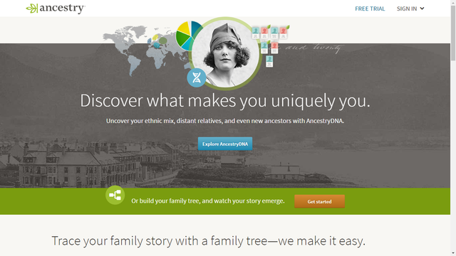  Giao diện của Ancestry.com, một trong những nơi bạn có thể tìm hiểu về tổ tiên của mình. 