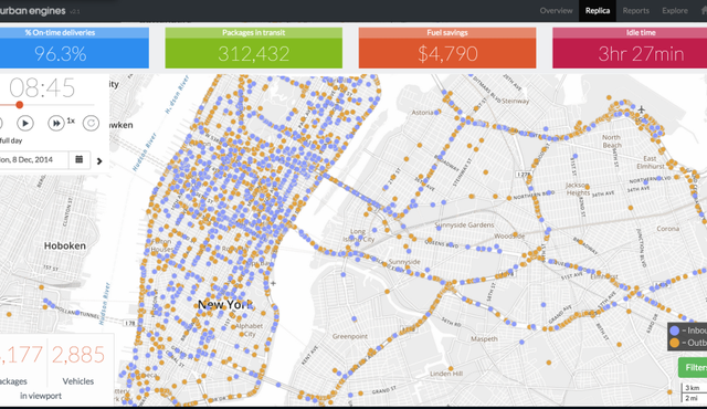 Dữ liệu về các luồng giao thông nằm gọn trên bản đồ của Urban Engines 