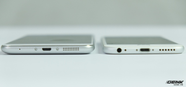  Mặt đáy của Zenfone 3 Laser khiến tôi hơi liên tưởng tới iPhone 6. Rất tiếc, jack tai nghe của máy lại được đặt ở phía trên. 