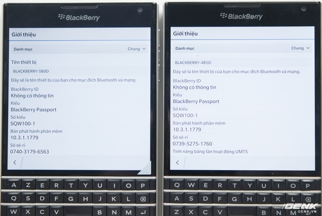  Kiểu máy của cả BlackBerry Passport Quốc tế và Pháp đều là SWQ-100-1 