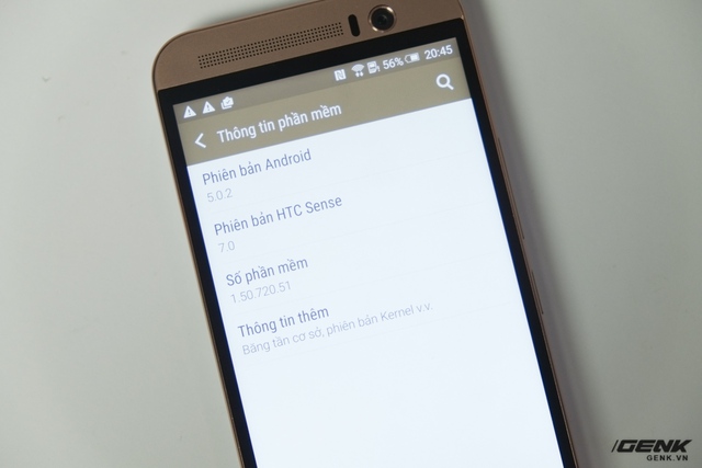  Máy chạy phiên bản Android 5.0.2, khá cũ. Khi kiểm tra phiên bản mới, máy báo không tìm thấy bản cập nhật nào. Theo những gì chúng tôi tìm hiểu, HTC vẫn chưa tung ra bản cập nhật Android 6.0 Marshmallow cho chiếc máy này. 