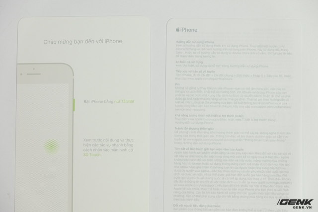  Giấy HDSD của iPhone 7 chính hãng có cả phiên bản ngôn ngữ tiếng Việt 