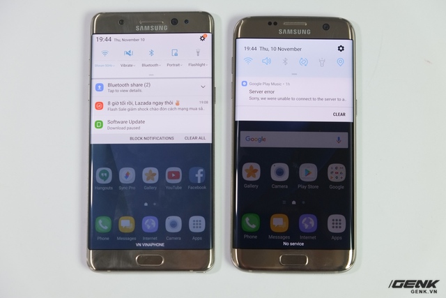 Grace UX trên Galaxy S7 và Note7 có những sự khác biệt. Trong đó, danh sách thông báo và các nút bật tắt nhanh chứng kiến sự thay đổi mạnh mẽ nhất 