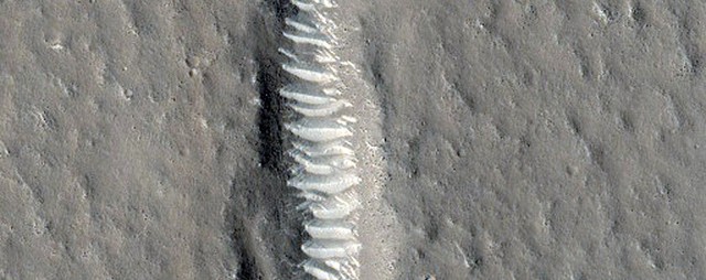  Vết nứt gãy ở Utopia Planitia, xếp thành hàng một cách kỳ quái 