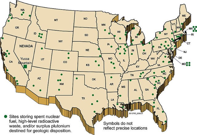 Điểm xanh là các khu vực lưu trữ chất thải phóng xạ 