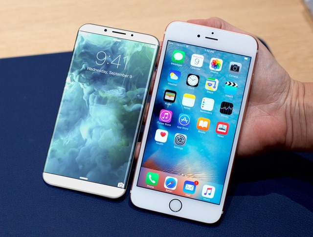 Concept iPhone 8 (bên phải) đặt cạnh iPhone 6s Plus