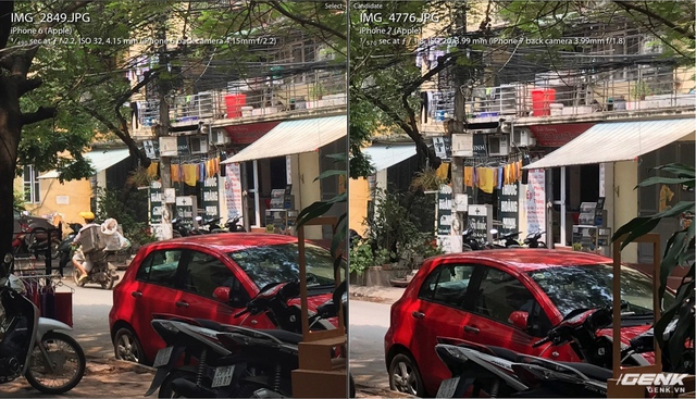  Hãy để ý vào sắc đỏ của chiếc xe ô tô đang đỗ. iPhone 7 cho màu đỏ rực hơn, nhờ vào công nghệ chụp ảnh gam màu rộng 