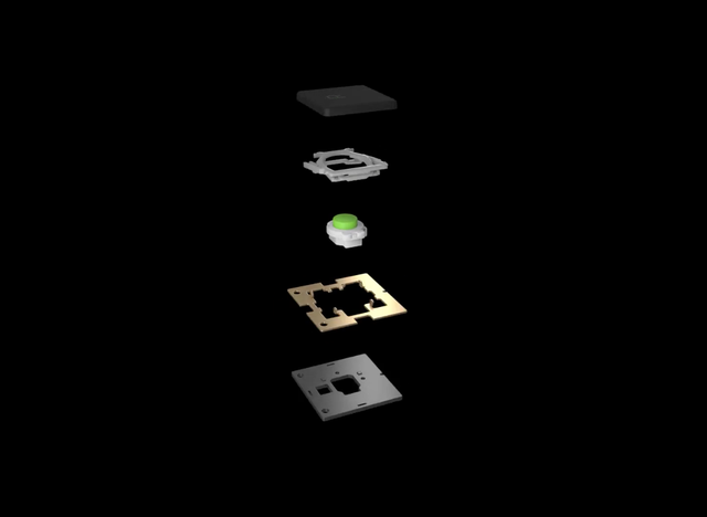 Cấu trúc phím bấm của Razer, phần switch có màu xanh lá đặc trưng