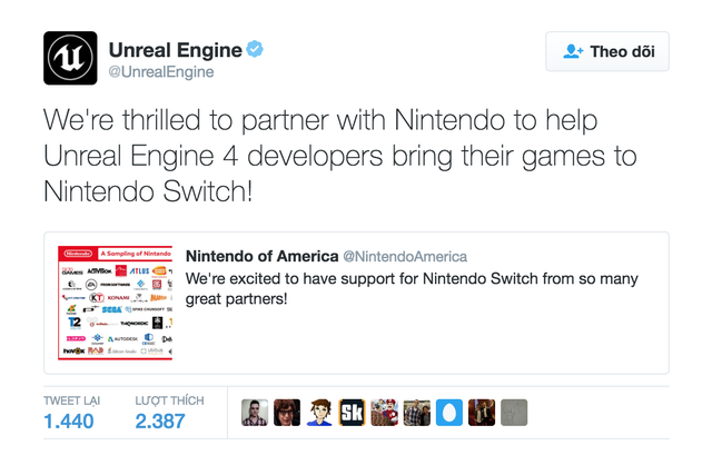  Unreal Engine 4 sẽ được hỗ trợ trên Nintendo Switch 
