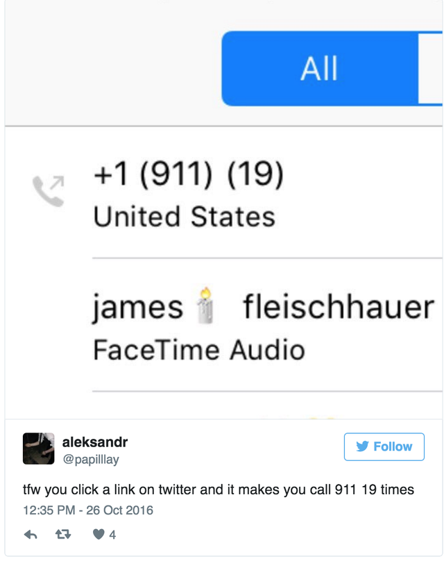  Người dùng Twitter cho thấy iPhone của anh tạ 19 lần liên tục gọi 911 