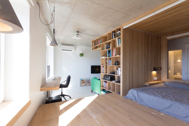  Khối hệ gỗ đảm bảo cho căn hộ có không gian nghỉ ngơi, thư giãn, lưu trữ đồ gọn gàng và thoáng đãng. 