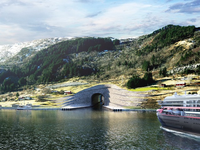  Hình ảnh render của đường hầm Stad dành cho táu thủy. 