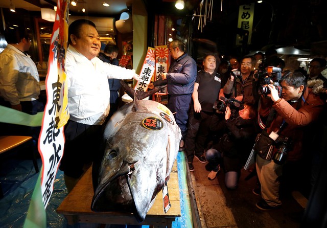  Đây là lần thứ 6 liên tiếp ông Kimura giành chiến thắng trong phiên đấu giá cá ngừ đầu năm mới 
