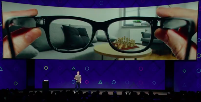  Mục tiêu của Facebook là phát hành những chiếc kính thực tế tăng cường, đưa các đối tượng ảo như bàn cờ hoặc thậm chí cả TV trên những gì bạn thấy. 