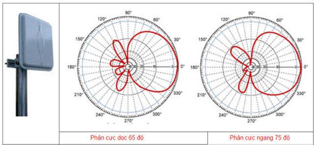  Mô tả phân cực dọc và ngang của 1 loại ăng ten định hướng. 