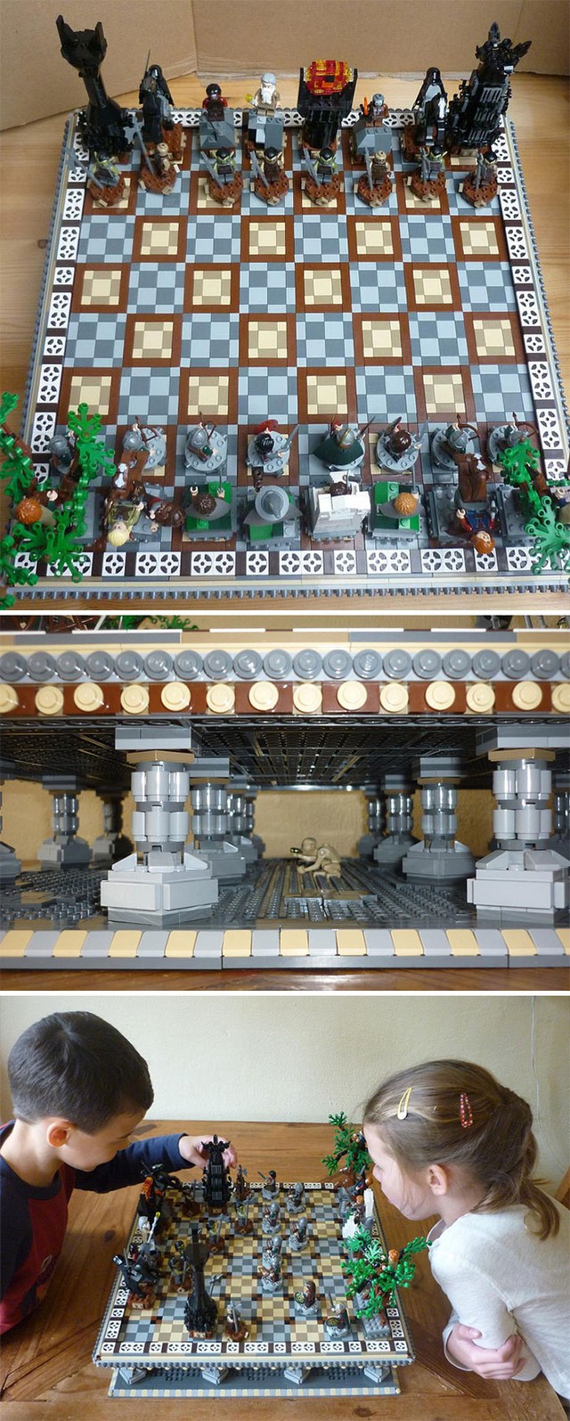 
Bàn cờ vua LEGO theo phong cách Lord Of The Rings, bạn có để ý thấy Gollum đang ngồi hóng ở bên dưới không?
