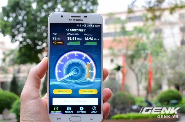  Thật bất ngờ, lần này tốc độ Download của mạng 4G Viettel đã đạt mức cao nhất của danh sách thống kê trong ngày - 38,41Mbps, đồng thời tốc độ Upload cũng vậy, ở tầm mức 16-19Mbps trong tất cả lần đo, dù lần cuối này kém chút xíu. 