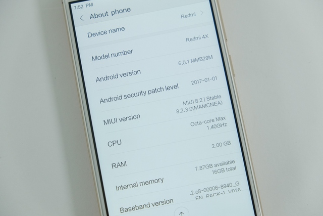  Redmi 4X chạy MIUI 8.2 trên nền Android 6.0.1 