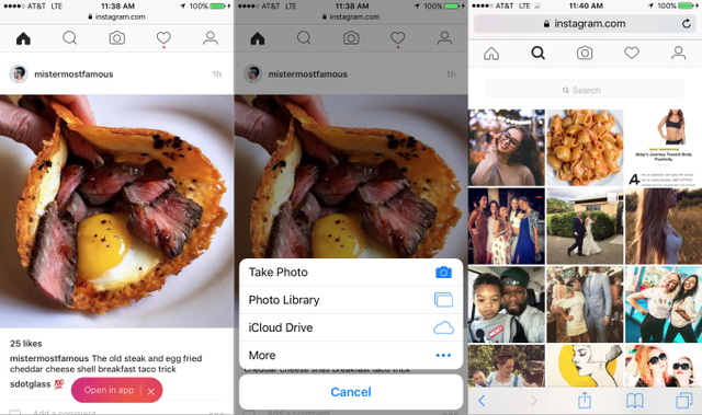  Giao diện mobile web của Instagram 