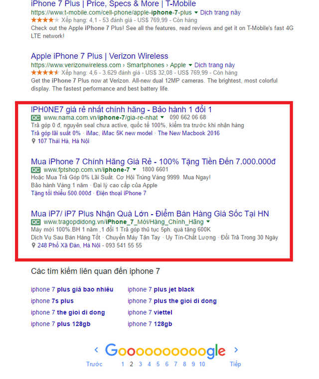  Google ngày càng đưa thêm nhiều quảng cáo vào cuối các trang tìm kiếm kế tiếp 