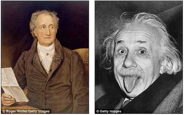  Nhà bác học Johann Goethe (bên trái) và nahf vật lý Albert Einstein (bên phải). 