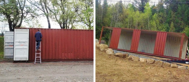 Claudie Dubreuil, ở thị trấn Mirabel, Quebec, Canada, đã quyết định xây dựng một căn nhà từ những vật liệu lạ lùng. Cô đặt mua bốn chiếc container từ một công ty kỹ thuật và dùng chúng làm khung cho căn nhà.