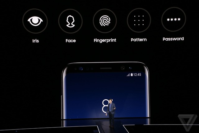  Đây là những cách thức bạn có thể bảo mật thiết bị Samsung S8 của mình: Mống mắt - Khuôn mặt - Vân tay - Hình vẽ - Mật khẩu. 