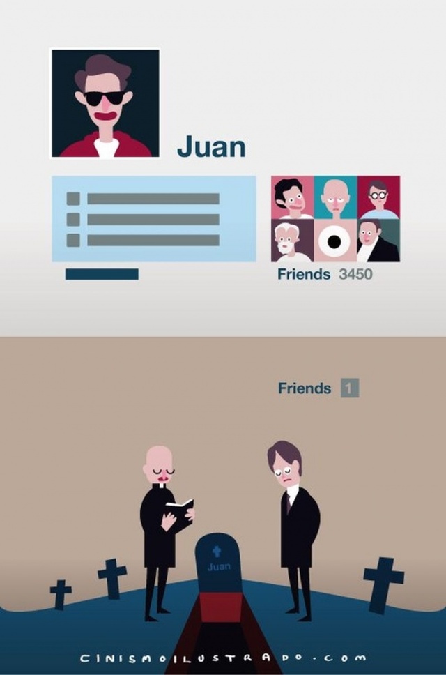  Juan có 3450 bạn bè qua mạng xã hội, tới khi Juan lìa đời chỉ có 1 người bạn đến viếng 