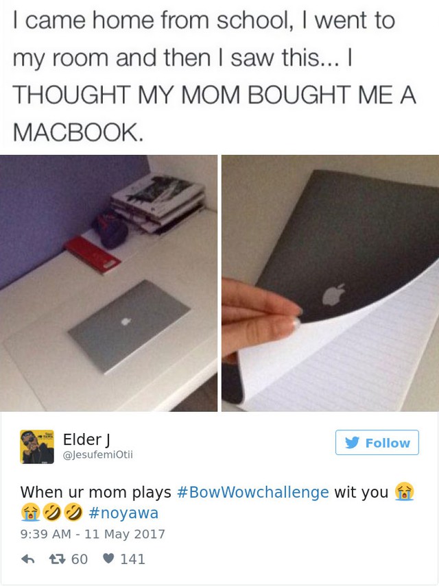  Đi học về, cứ nghĩ mẹ mua MacBook mới cho dùng, ai ngờ mẹ là fan của Bow Wow 