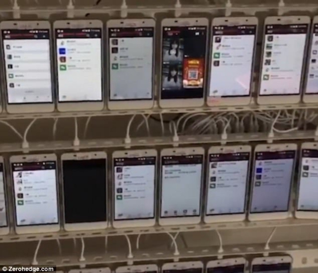 10.000 chiếc điện thoại cùng tự động thực hiện những cú click ảo.