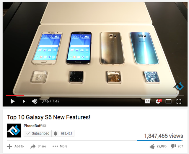  Video về Galaxy S6 mà David có dịp trên tay trước đạt được 1,8 triệu lượt xem 