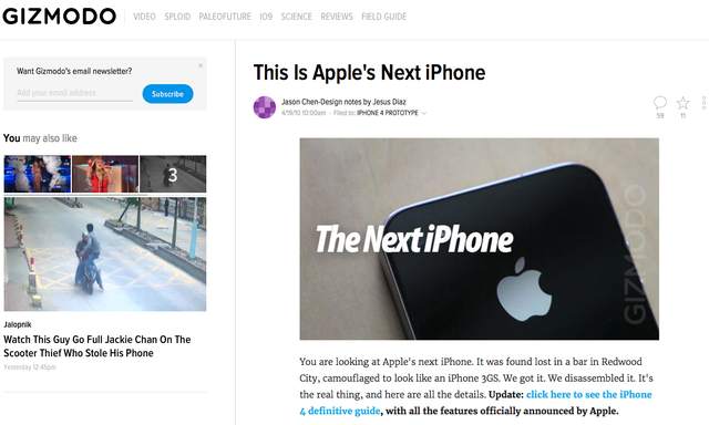  Bài viết nổi tiếng (và cũng tai tiếng) của Gizmodo về chiếc iPhone 4 bị đánh mất 