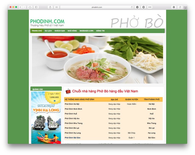  Trang web phodinh.com đã được xây dựng cả nội dung, mặc dù còn sơ sài 
