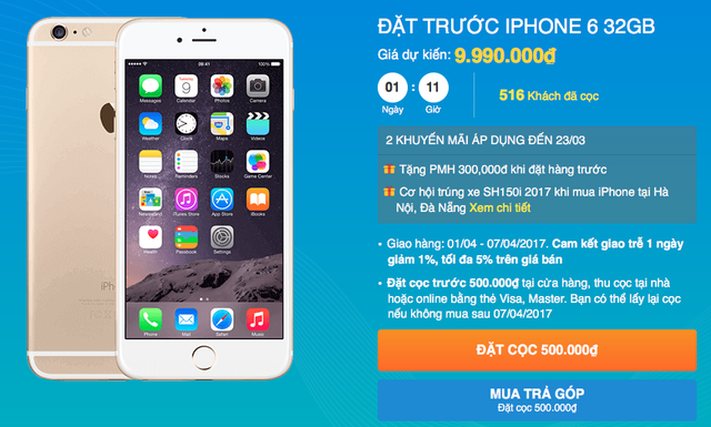  Website đặt hàng iPhone 6 32GB tại Thế Giới Di Động​ 