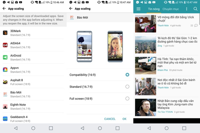  LG cho phép người dùng lựa chọn chế độ hiển thị 