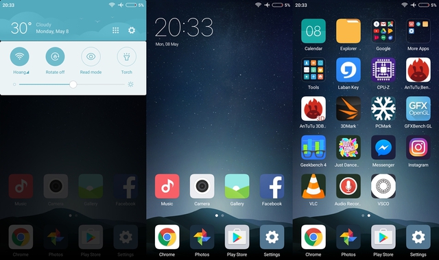 Giao diện MIUI sở hữu design tương tự động iOS tuy nhiên công dụng thì đậm màu Android.