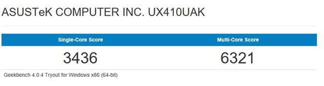  Một vài kết quả benchmark của UX410U bằng Cinebench, PCMark và Geekbench 