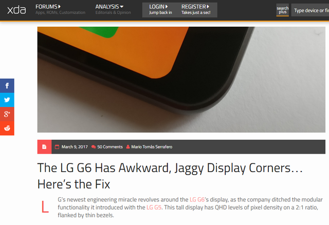  Chủ đề trên diễn đàn XDA về vấn đề của LG G6 