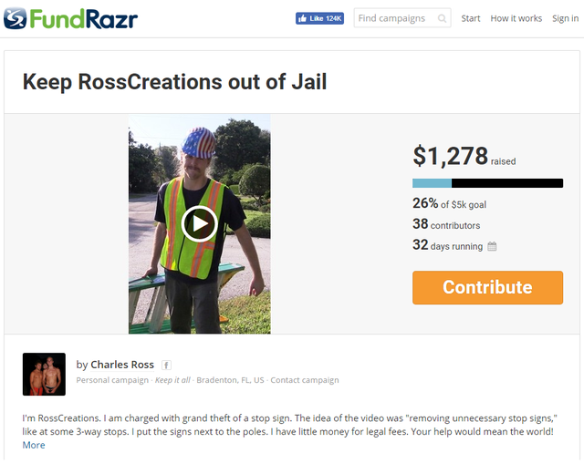  Người hâm mộ đã ủng hộ cho Ross 1278 USD, còn 32 ngày nữa để lo đủ 5000 USD 