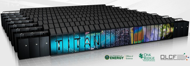  Titan, siêu máy tính thuộc Phòng thí nghiệm quốc gia Oak Ridge. Máy được công nhận mạnh nhất thế giới hồi cuối tháng mười một năm ngoái với tốc độ 17,6 petaflop. Hệ thống sử dụng CPU của AMD còn GPU của Nvidia. Titan tiêu tốn 8,209 KW điện, được đánh giá là siêu máy tính tiết kiệm điện tốt thứ 3 thế giới hồi năm ngoái.