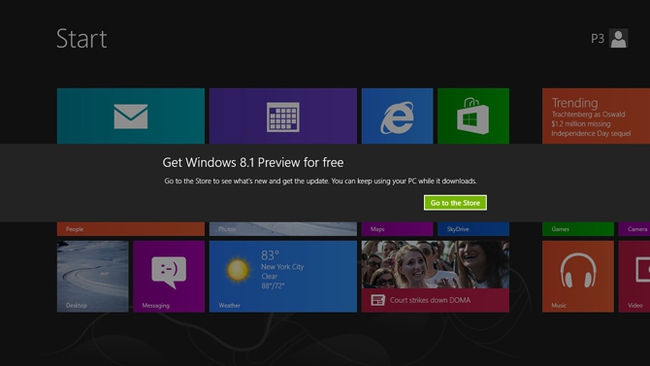 Windows 8.1 Preview Go to the Store Link
