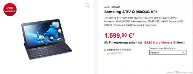  Mức giá quá đắt dành cho máy tính bảng ATIV Q.