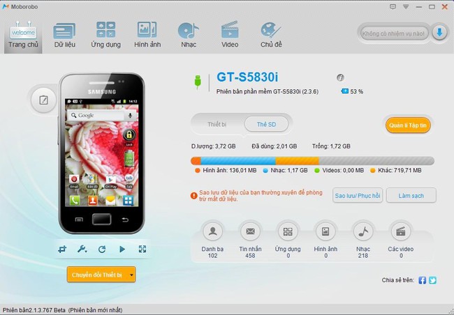 Trải nghiệm tuyệt vời với Moborobo - Phần mềm dành cho Android và iPhone, iPad