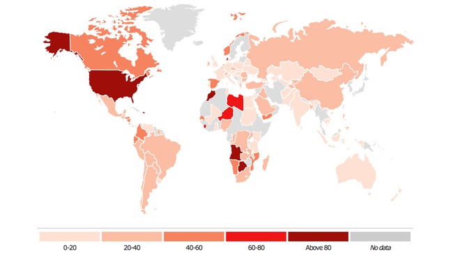 
	Bảng giá của mỗi 500MB dung lượng ở các quốc gia trên thế giới. (Đơn vị USD, Nguồn ITU).