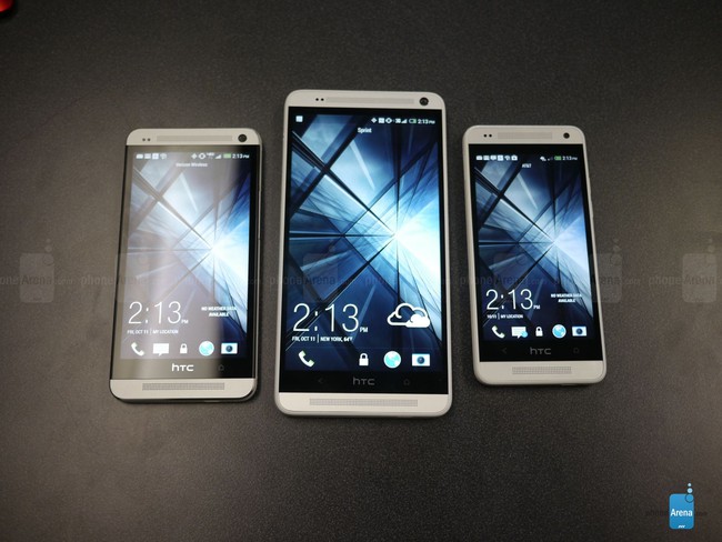  So kích thước giữa HTC One, HTC One Max và HTC One mini (từ trái qua phải).