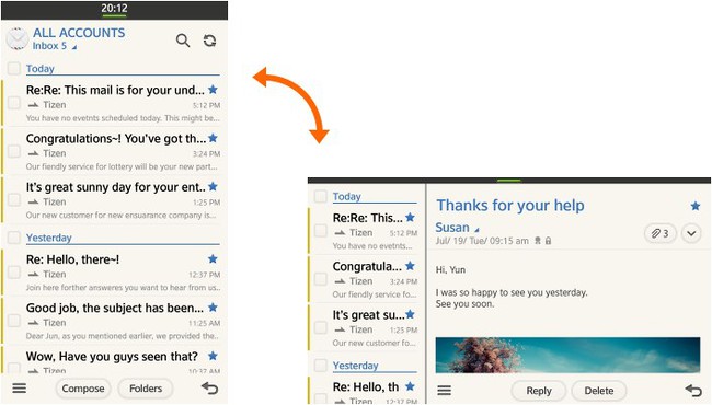 Rò rỉ ảnh chụp màn hình của Tizen 2.1, giống Bada và Android