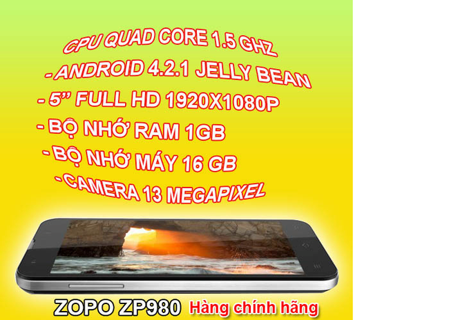 Lộ diện smartphone Full HD ZOPO ZP980 