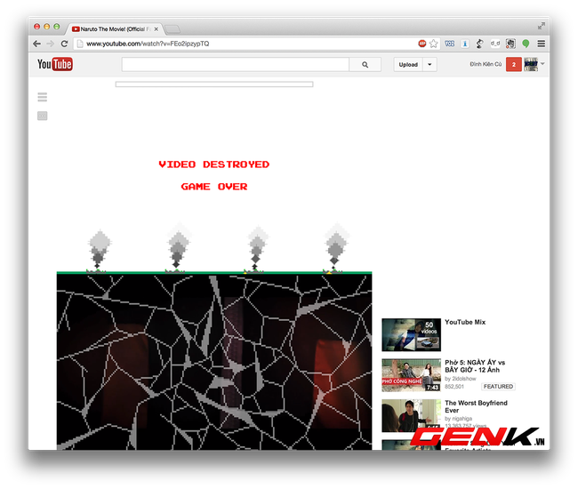 Chơi game Missle Command ngay tr&ecirc;n YouTube.