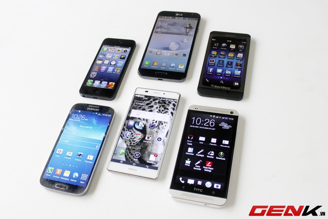 Thử nghiệm màn hình với iPhone 5, Z10, Vega Iron, Galaxy S4, One và Optimus G Pro